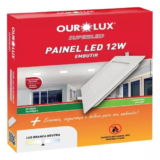 Imagem de Luminaria LED Quadrada Embutir 12 watts 6500K Branco Frio - OUROLUX 