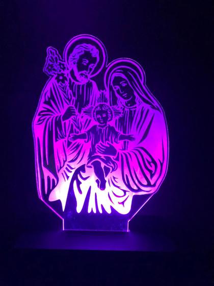 Imagem de Luminária Led, Sagrada Família, Jesus, Religioso, Decoração, 16 cores, Abajur