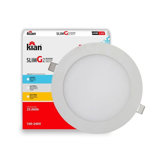 Luminária Led Slim Red Embutir 24W6K Branca Fria Bivolt Kian Luminária Magazine Luiza