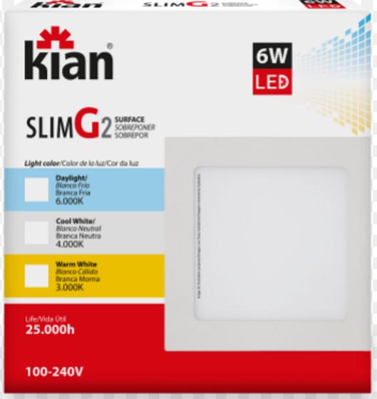Luminaria led sobrepor qd slim 6w 6,0k kian KIAN Painel de LED