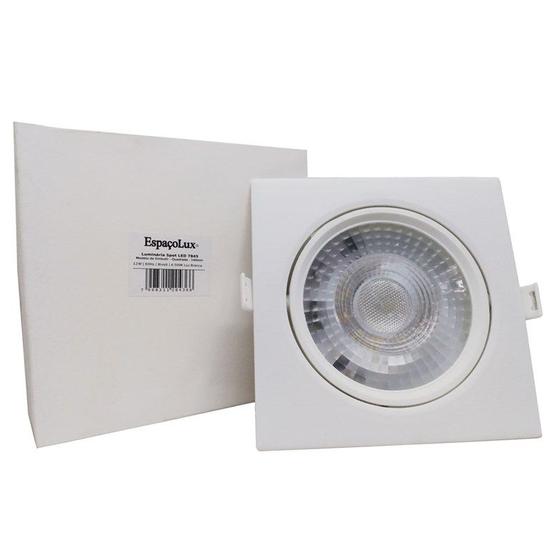 Luminária LED Spot embutir EspaçoLux quadrado luz branca 7W 6.500k
