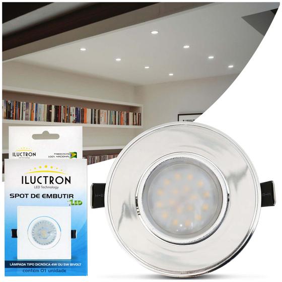 Imagem de Luminária LED Spot Redonda Embutir 18 Leds 3000K 4W 350LM 110V-220V Branco Quente Cromada