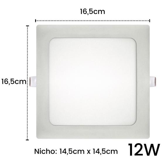 Imagem de Luminaria Led Teto Plafon Embutir Quadrada 12W Branco Frio