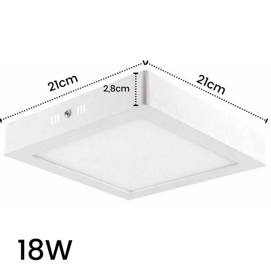 Imagem de Luminaria Led Teto Plafon Sobrepor Quadrad 18W Branco Neutro