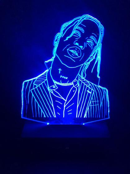 Imagem de Luminária Led, Travis Scott, Rapper, Música, 16 Cores, Decoração, Abajur