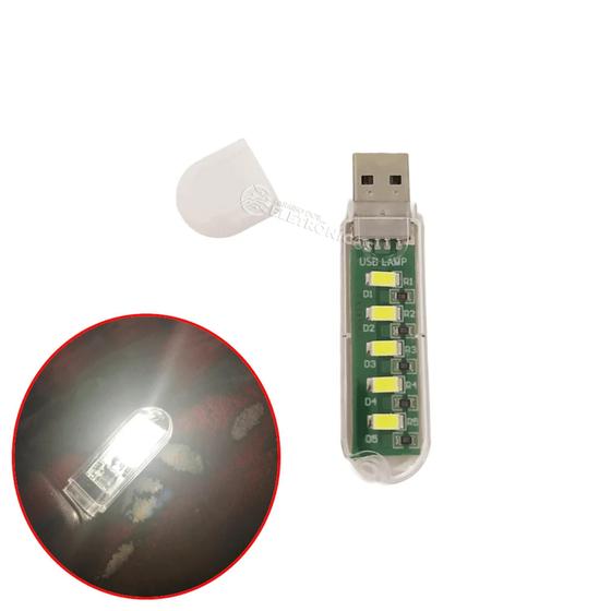 Luminária LED USB Com 5 LED Branco Frio Formato De Pen Drive para casa