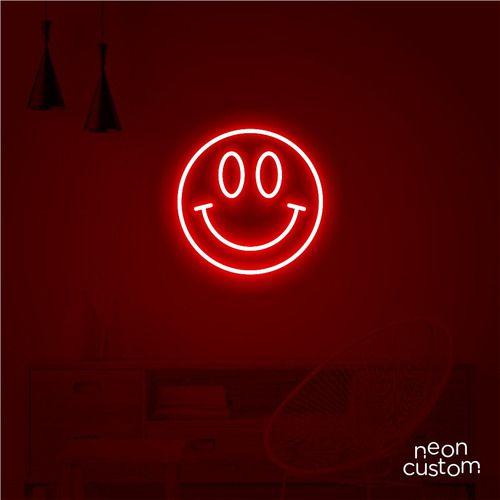 Imagem de luminaria letreiro Neon Led Smile 60x60 luminoso decoração p/ selfie