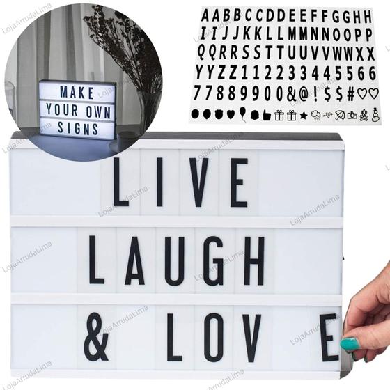 Luminária Light Box Decorativa Com Letras Led Frases AL Luminária