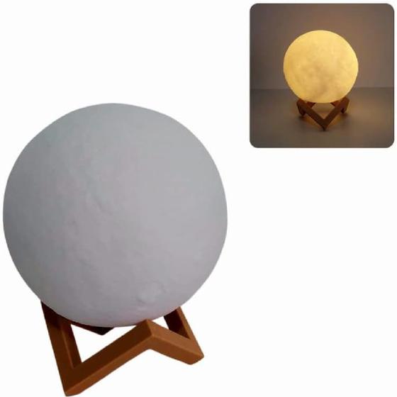 Imagem de Luminária Lua Abajur LED Com Suporte Luz Sem Fio
