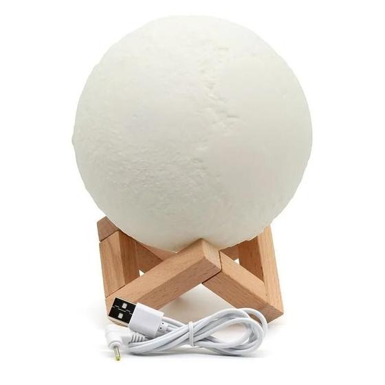 Imagem de Luminária Lua Cheia 3D Abajur Touch 15Cm Cores Touch Lua