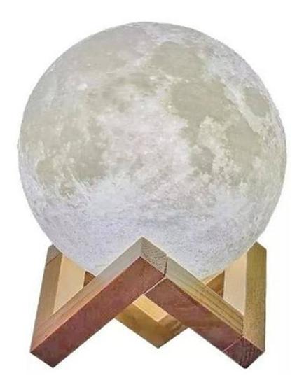 Imagem de Luminária Lua Cheia 3D Abajur Usb Touch 3 Cores Suporte