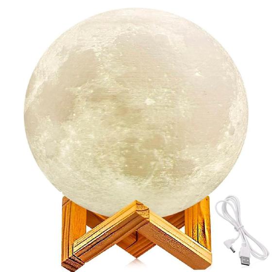 Imagem de Luminária Lua Cheia 3D Aromatizador E Umidificador Usb Alta