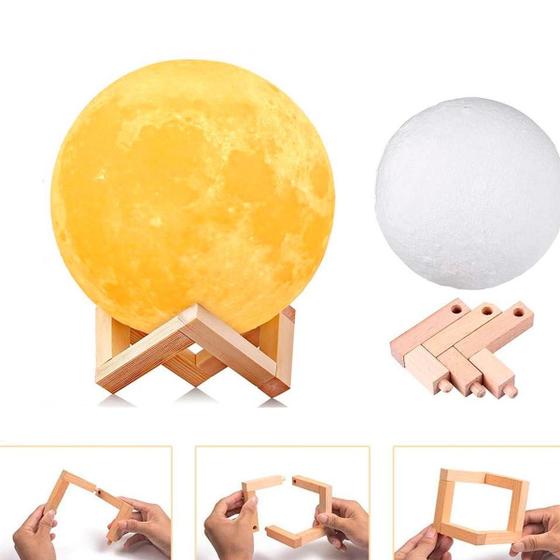 Imagem de Luminária Lua Cheia 3D Umidificador Aromatizador para Relaxamento