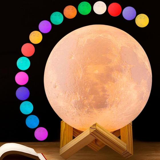 Imagem de Luminária Lua Cheia 3D Umidificador Aromatizador Relaxamento