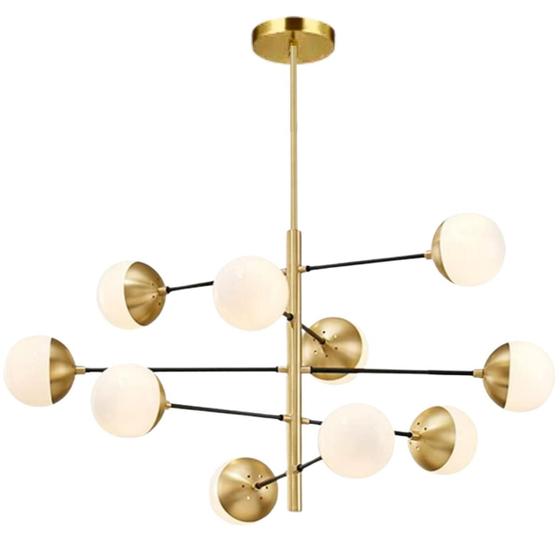 Imagem de Luminária Lustre 10 Globos 85x72cm Jabuticaba Sputnik Dourada Metal Teto Gimpo KJDD-E-558-GOLD-120CM