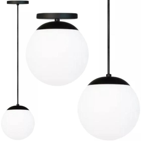 Imagem de Luminária Lustre Pendente 215cm Jabuticaba Globo Vidro 15cm Metal Teto Gimpo PJ15