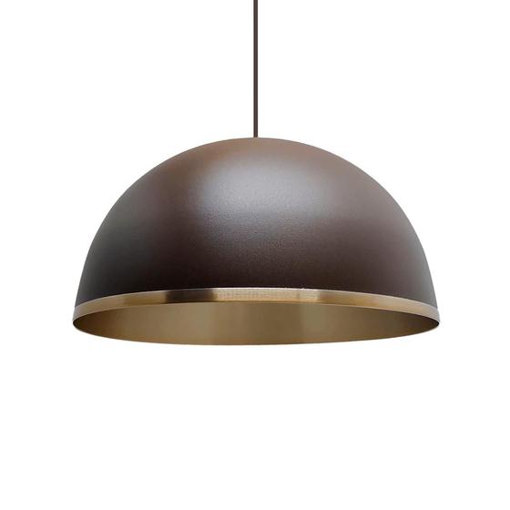 Luminária Lustre Pendente Atenas P Luxo Marrom C/ Cobre Nobre