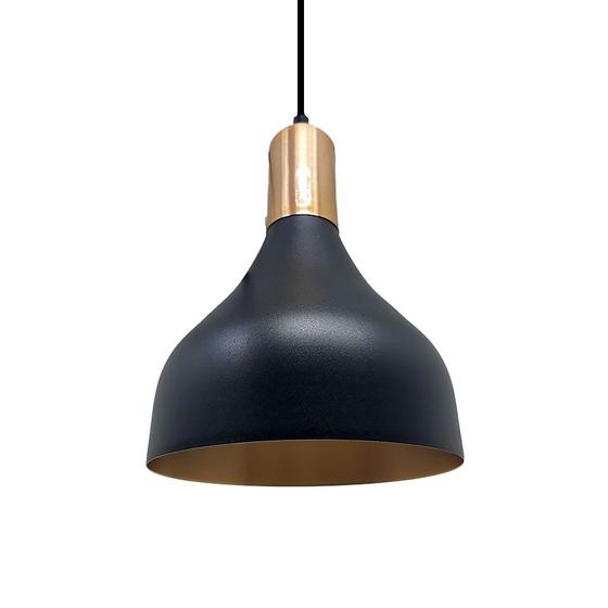 Imagem de Luminária Lustre Pendente Berlim Premium Preto C/ Cobre