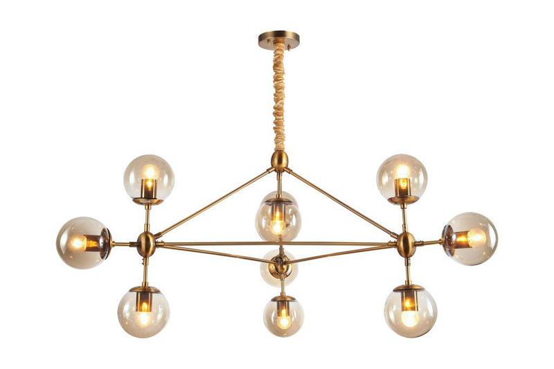 Imagem de Luminária Lustre Pendente Jabuticaba Dourado Bola Molecular Âmbar Moderno Sala Quarto Inl80