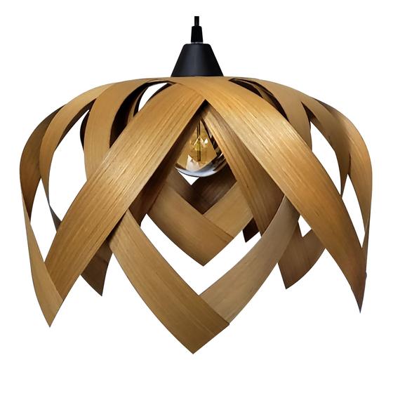 Luminária Lustre Pendente Madeira Natural Teto Sala Quarto Cozinha Flor