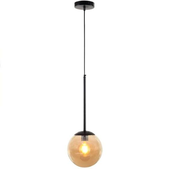 Imagem de Luminária Lustre Pendente Orby Preto Vidro Bola Âmbar Moderno Luxo Sala Quarto Cabeceira Escritório Inl87