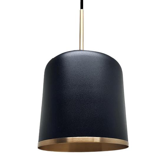 Imagem de Luminária Lustre Pendente Quebec Luxo Preto Com Cobre