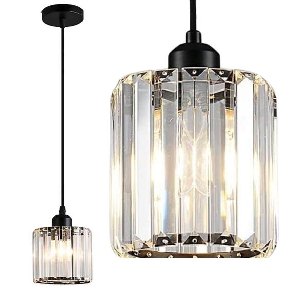 Imagem de Luminária Lustre Pendente Teto 13Cm Cristal Metal Gimpo