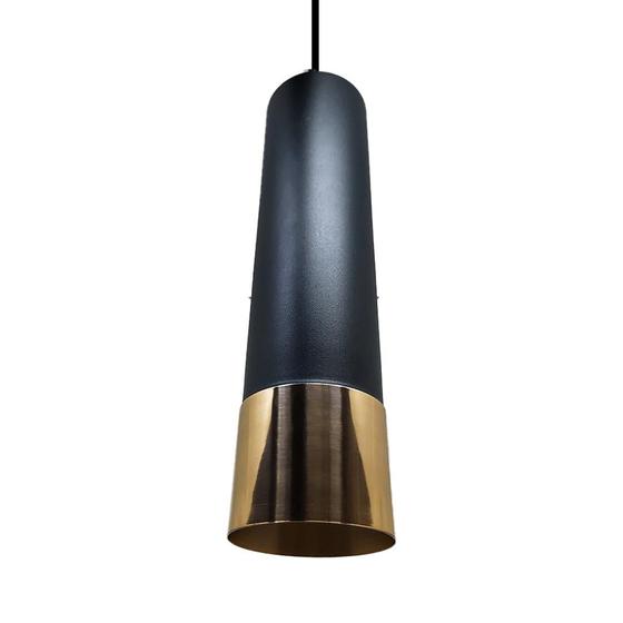 Luminária Lustre Pendente Viena Premium Preto C/ Cobre Nobre