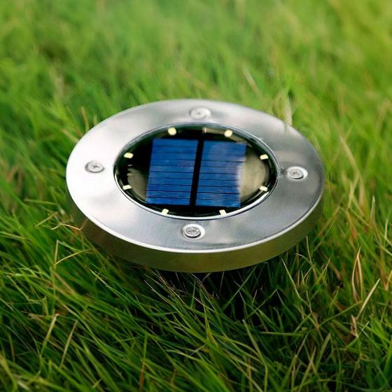 Imagem de Luminária Luz Solar Espeto Kit 8 Unidades Com 8 Leds Á prova D'Água Jardim Decoração