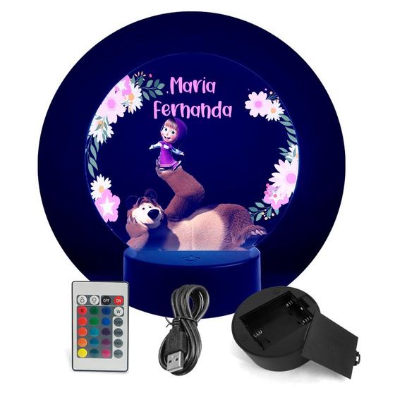 Imagem de Luminária Masha Personalizada Com Nome - RGB + Controle