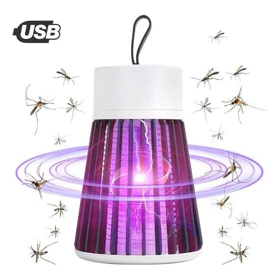 Imagem de Luminaria Mata Mosquito Armadilha Eletrica Repelente Choque Lampada Luz Ultravioleta LED Luz UV USB mosquito da Dengue