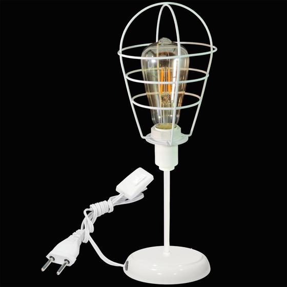 Imagem de Luminária Mesa Abajur Clássico Aramado Lamp Branco P/LED