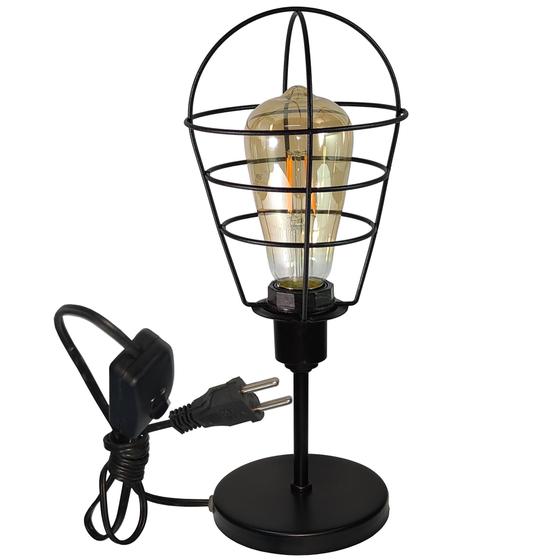 Imagem de Luminária Mesa Abajur Mini Aramado Lampshape Preto P/Décor