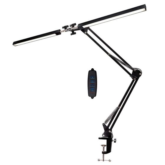 Imagem de Luminária Mesa Dupla Led 3 Cores Articulada Com Base e Garra Giratoria 360