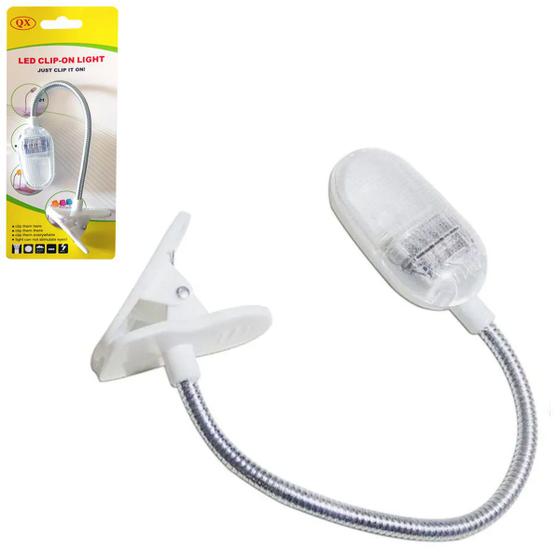 Luminária Mesa Led Lâmpada Grampo Garra Presilha Clip Pregador Branca