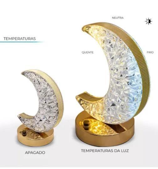 Imagem de Luminária Mesa Lua Lâmpada Quarto Luxuosa Cristal Acrílico 3