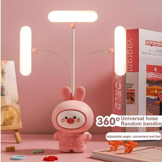 Imagem de Luminária Mini Abajur de Mesa Dobrável Flexível Sem Fio Recarregável Led USB