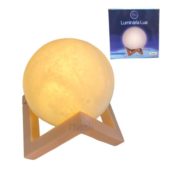 Imagem de Luminária Mini Lua Cheia Abajur Base Decoração Sem Fio Nf