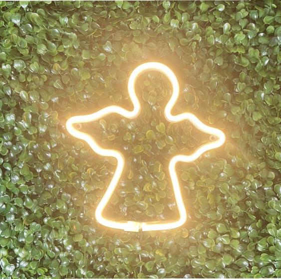 Luminária Parede Anjo Neon Led Decoração 110v 220v 3D Gold Print