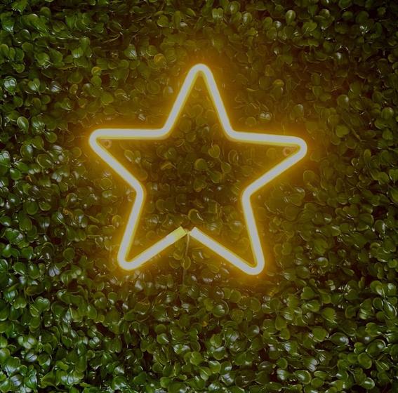 Luminária Parede Estrela Neon Led Decoração Luz 110v220v 3D Gold