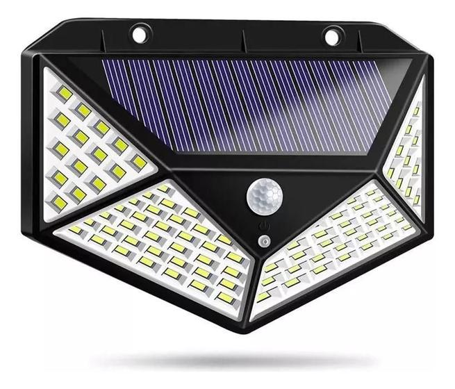 Imagem de Luminária Parede Solar 100 Led Com Sensor Prova Dágua Jardim