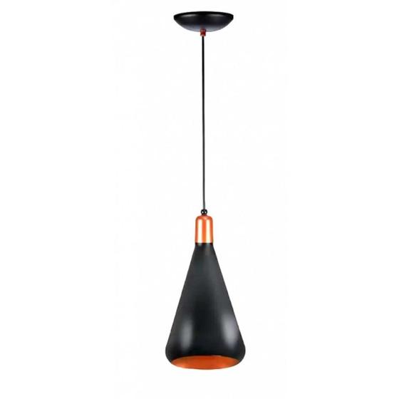 Imagem de Luminaria pendente aluminio catania 130mm preto interno cobre 101ptcb