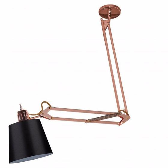 Luminária Pendente Articulada Aço Preto e Cobre Bella Scope Luminária de Mesa Magazine Luiza