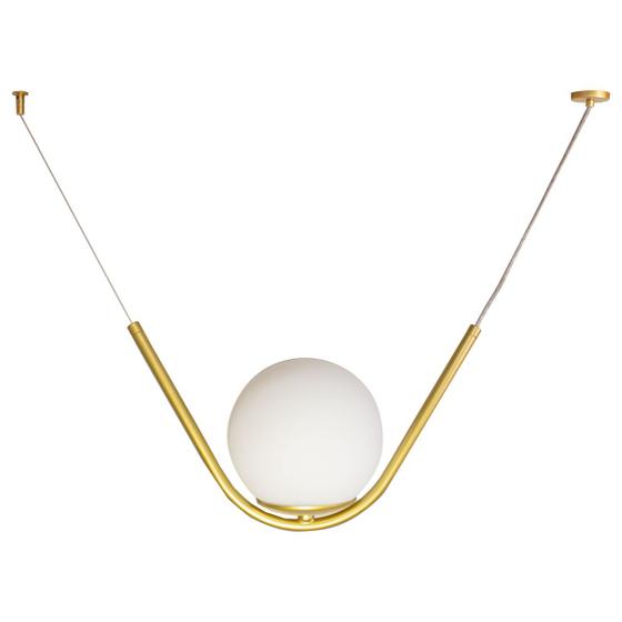 Luminária Pendente Balance Dourado Globo Vidro Leitoso 15Cm Iluminar