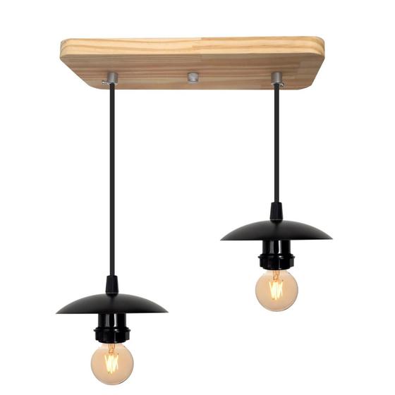 Imagem de Luminária Pendente Bocal Simples Suporte Madeira Pinus  Soquete E-27  ABF Luminárias