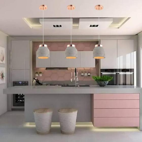 Imagem de Luminária Pendente Cimento Stove Com Detalhes Rose Gold E27 Bivolt Avant