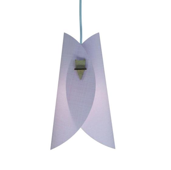 Imagem de Luminária Pendente Com Tecido Rosa E Branco Modelo Envelope