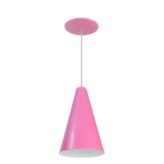 Imagem de Luminária Pendente Cone Com Interior Branco Brilho Com Fiação 110/220v