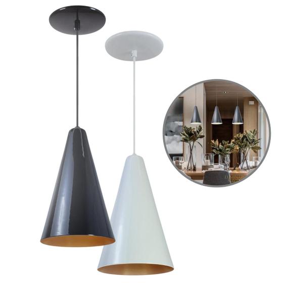 Imagem de Luminária Pendente Cone Com Interior Cobre Com Fiação 110/220v