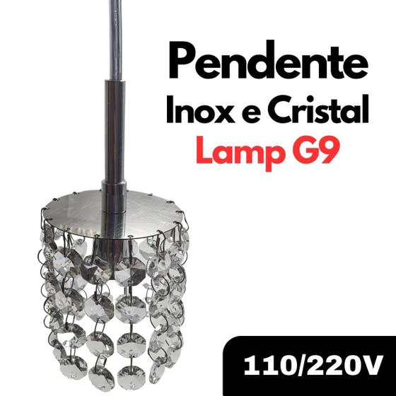 Imagem de Luminária pendente cristal Rustico Redondo Sobrepor Àrea Luz Lustre Sala Cozinha Banheiro Jantar Teto Iluminação Moderna Slim Interna Quarto Inox